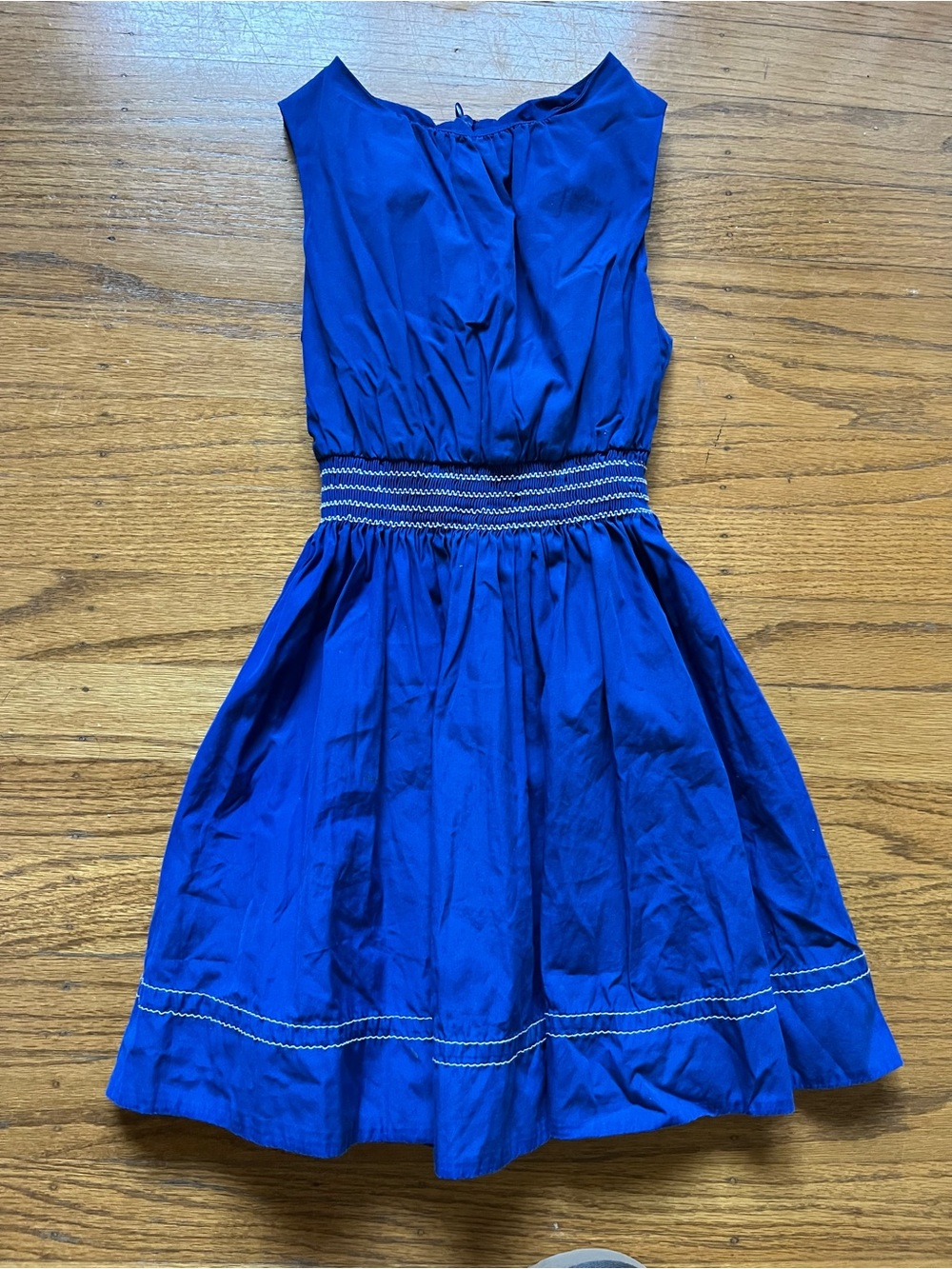 Jacadi 6 Girls Royal Blue Smocked Waist Dress French tennis
